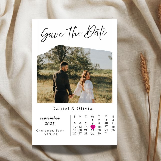 Reserva La Fecha Rustic Photo Calendar Save The Date Card (Subido por el creador)