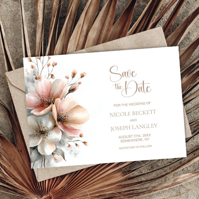 Reserva La Fecha Rustic Pink Floral Wedding Save the Date (Subido por el creador)