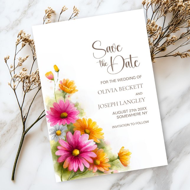 Reserva La Fecha Rustic Pink Orange Floral Wedding Save the Date (Subido por el creador)
