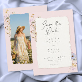 Reserva La Fecha Rustic Pink Romantic Wildflower Wedding Photo