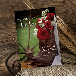 Reserva La Fecha Rustic Roses Cowboy Boots Western Wedding