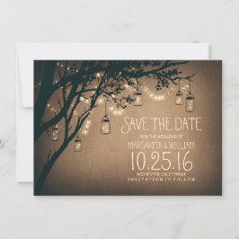 Reserva La Fecha Rustic Save the Date y las luciérnagas mason Jars