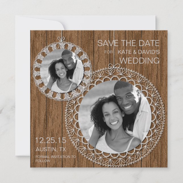 Reserva La Fecha Rustic Shabby Country Wedding Photo Salva la fecha (Anverso)