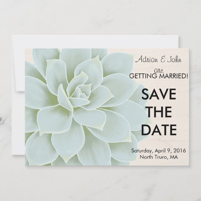Reserva La Fecha Rustic Succulent Save the Date (Anverso)