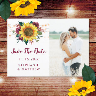 Reserva La Fecha Rustic Sunflower Floral Light Photo Save the Date