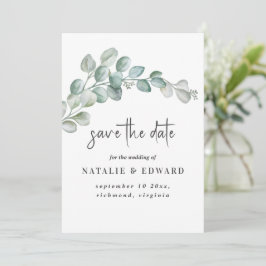 Reserva La Fecha Rustic Watercolor Eucalyptus Greenery Wedding