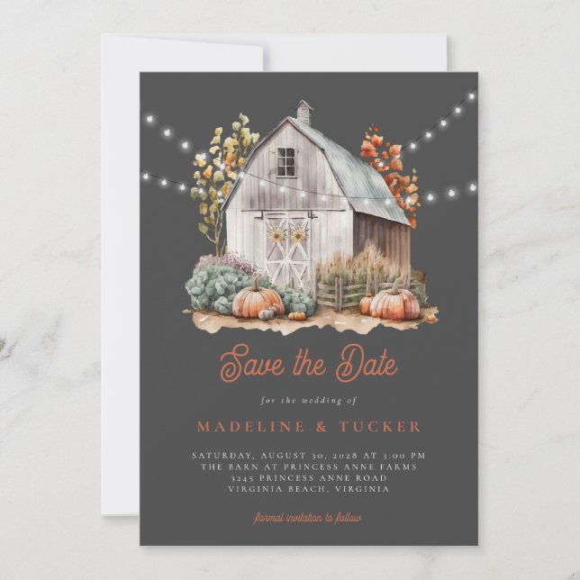 Reserva La Fecha Rustic Watercolor Floral Barn Photo Save the Date (Anverso)