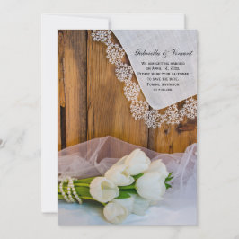 Reserva La Fecha Rustic White Tulips Country Wedding Save the Date
