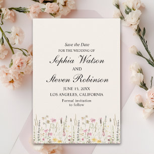 Reserva La Fecha Rustic Wildflower Wedding in Beige Tones