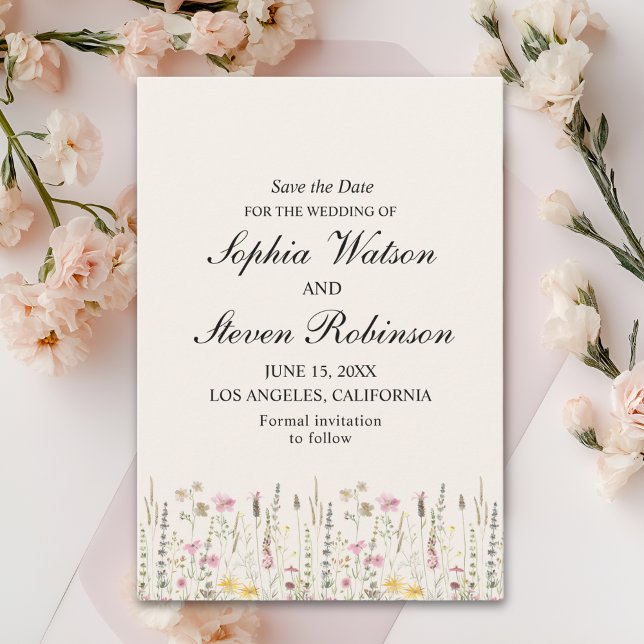 Reserva La Fecha Rustic Wildflower Wedding in Beige Tones (Subido por el creador)