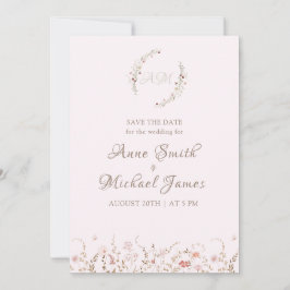 Reserva La Fecha Rustic Wildflowers with Photo Boho Country Floral