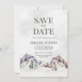 Reserva La Fecha Rustic Winter Mountain Wedding Save the Date Card