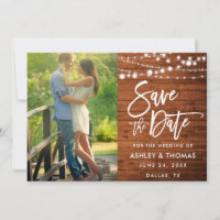 Rustic Wood Lights Brussel Script Photo