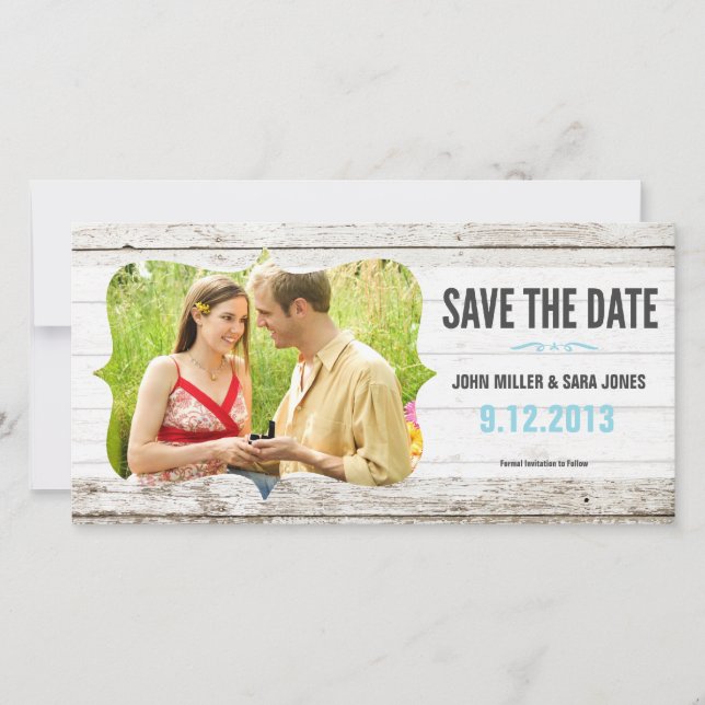 Reserva La Fecha Rustic Wood Save The Date (Anverso)