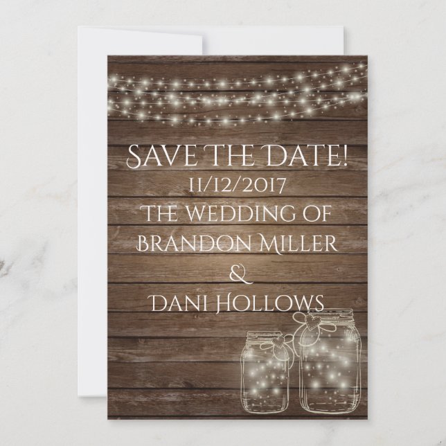 Reserva La Fecha Rustic Wood Save The Date (Anverso)
