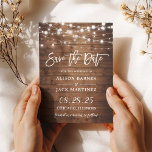 Reserva La Fecha Rustic Wood String Lights Brussel Script Boda<br><div class="desc">Rústico País Madera Twinkle Luces Boda Foto Guardar la tarjeta de fecha. Para una mayor personalización,  haga clic en el enlace "personalizar adicional" y utilice nuestra herramienta de diseño para modificar esta plantilla.</div>