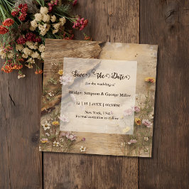 Reserva La Fecha Rustic Wooden Bohemian Floral Wedding 