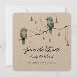 Reserva La Fecha Rustic Woodland Love Birds Celebration