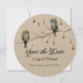 Reserva La Fecha Rustic Woodland Love Birds Celebration