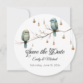 Reserva La Fecha Rustic Woodland Love Birds Celebration