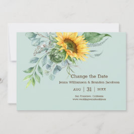 Reserva La Fecha Rústica del girasol boda cambia la fecha verde