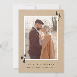 Reserva La Fecha Rústica Kraft fotografía de pinares de montañas di