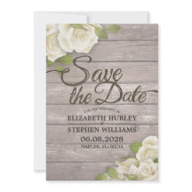 Rústica Madera Floral Floral Rayas Salvar La Fecha