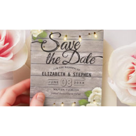 Reserva La Fecha Rústica Madera Floral Floral Rayas Salvar La Fecha