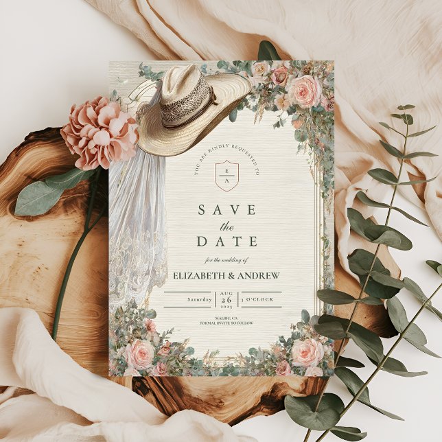 Reserva La Fecha Rústica niña Gorra Boda de encaje (Subido por el creador)