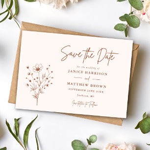 Reserva La Fecha Rústica Quemada Naranja Boho Elegante Foto Boda