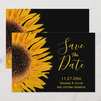 Reserva La Fecha Rústico Amarillo Girasol Negro Salva La Fecha