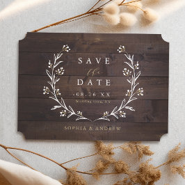 Reserva La Fecha Rústico Barn Wood Boho Floral Country