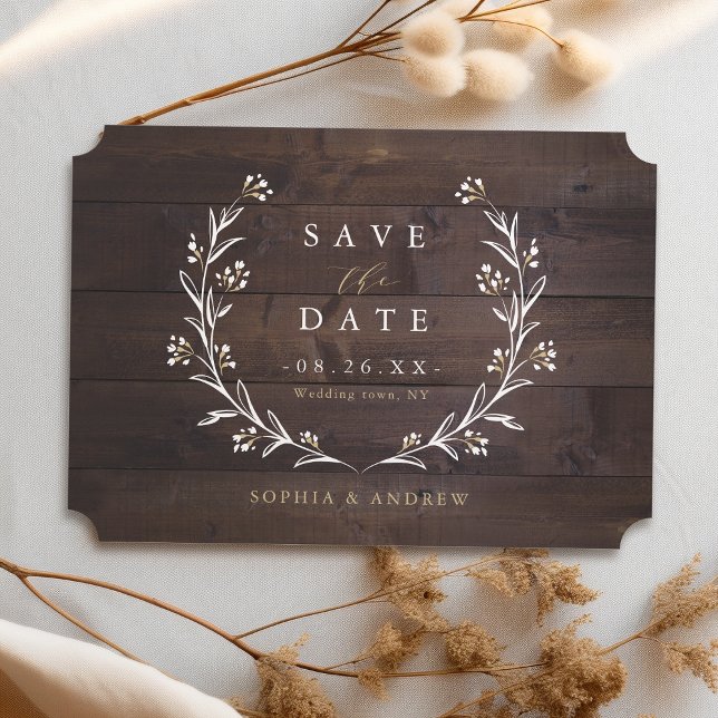 Reserva La Fecha Rústico Barn Wood Boho Floral Country (Rustic Barn Wood Boho Floral Country Save The Date)