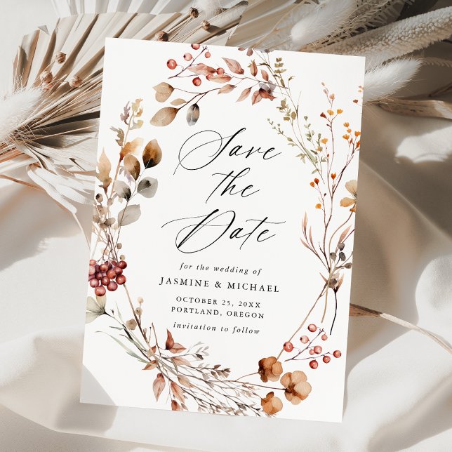 Reserva La Fecha Rústico Boda de guirnaldas florales de otoño (Subido por el creador)