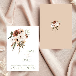 Reserva La Fecha Rústico Boda Floral de Peach Terracotta Greenery