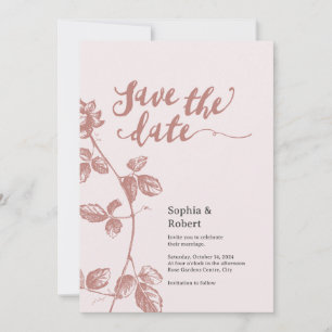 Reserva La Fecha Rústico Boda floral rosa y singularítico