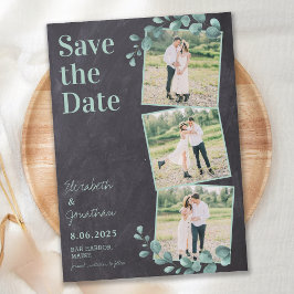 Reserva La Fecha Rústico Boda Personalizado Collage de fotos Slate 