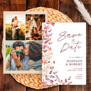 Reserva La Fecha Rústico Boho Chic Flores Silvestres Bodas con Múlt