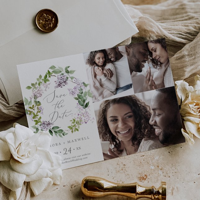 Reserva La Fecha Rústico Collage de fotos Lilac 3 Salven la fecha (Subido por el creador)