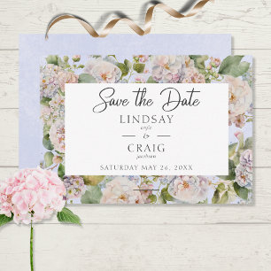 Reserva La Fecha Rústico Pastel Hydrangea Monograma Floral Periwink