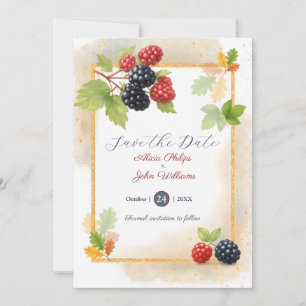 Reserva La Fecha Rústico romántico otoño Boda de Berry de vuelta