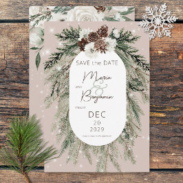 Reserva La Fecha Rústico Tan Pine Winter Sparkle Boda