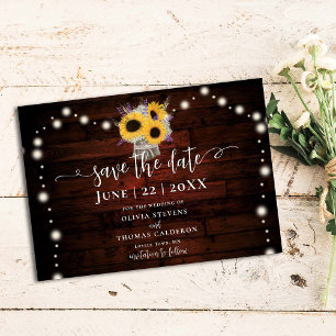 Reserva La Fecha Rústicos girasoles Lavanda Trigo Boda de granero A