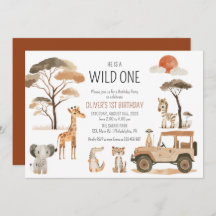 Safari Wild One Boy Primer cumpleaños