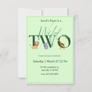 Reserva La Fecha Safari Wild Two Birthday Invitation