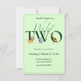 Reserva La Fecha Safari Wild Two Birthday Invitation