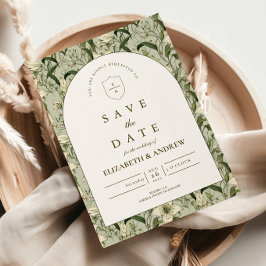 Reserva La Fecha Sage Botanical Arch Elegant Wedding