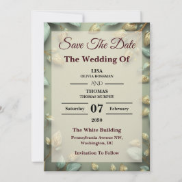 Reserva La Fecha Sage Gold Luxe Greenery Wedding Save The Date