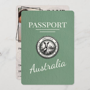 Reserva La Fecha Sage Green Australia Passport Save the Date