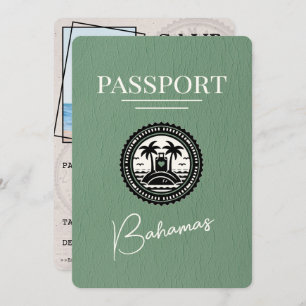 Reserva La Fecha Sage Green Bahamas Passport Save the Date